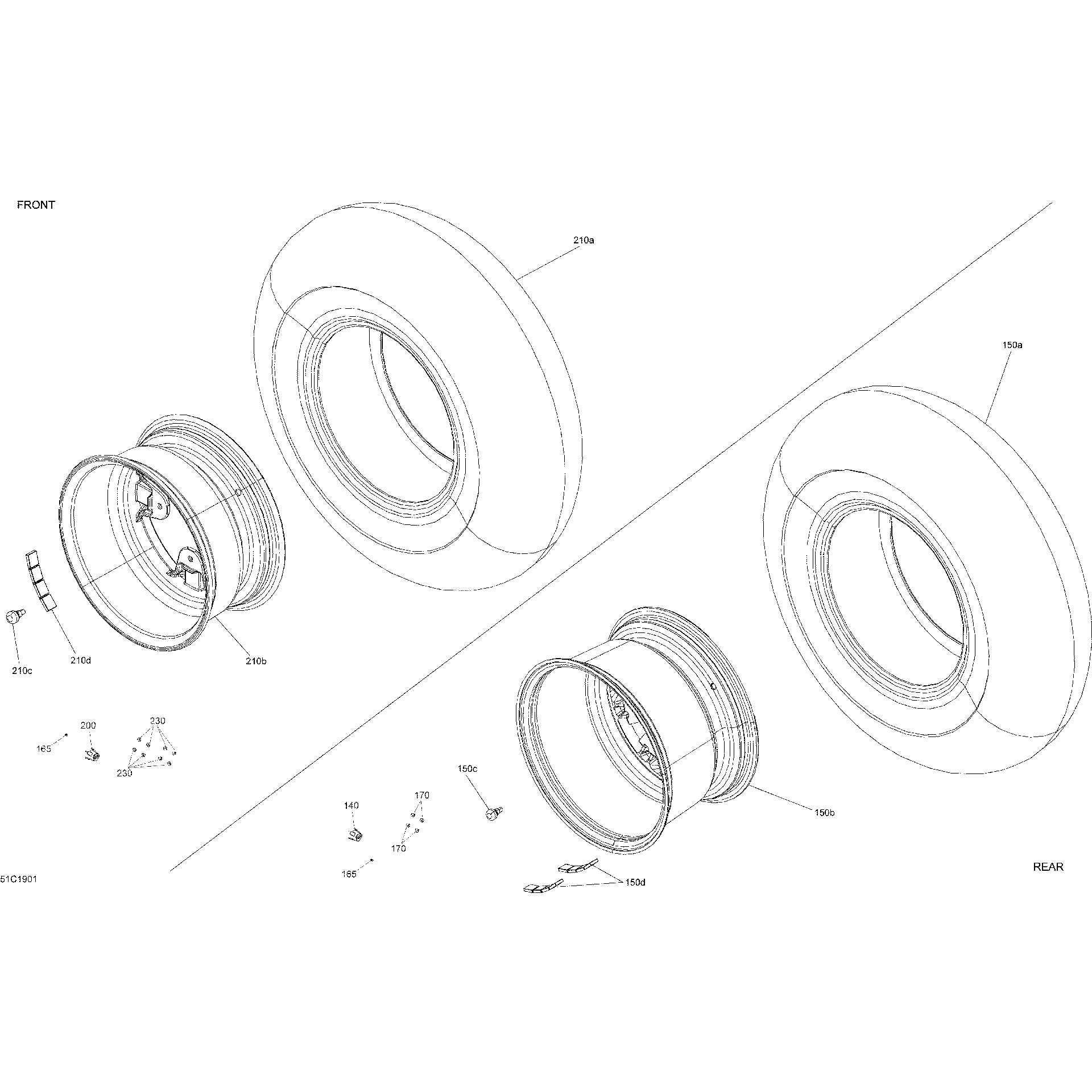 An Image of a Genuine Can-Am Parts Schematic Diagram showing the schematic - WHEELS - LTD