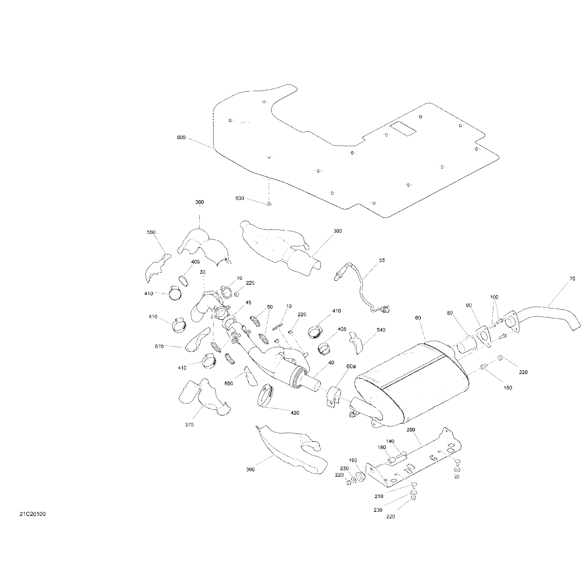 An Image of a Genuine Can-Am Parts Schematic Diagram showing the schematic - ENGINE - EXHAUST