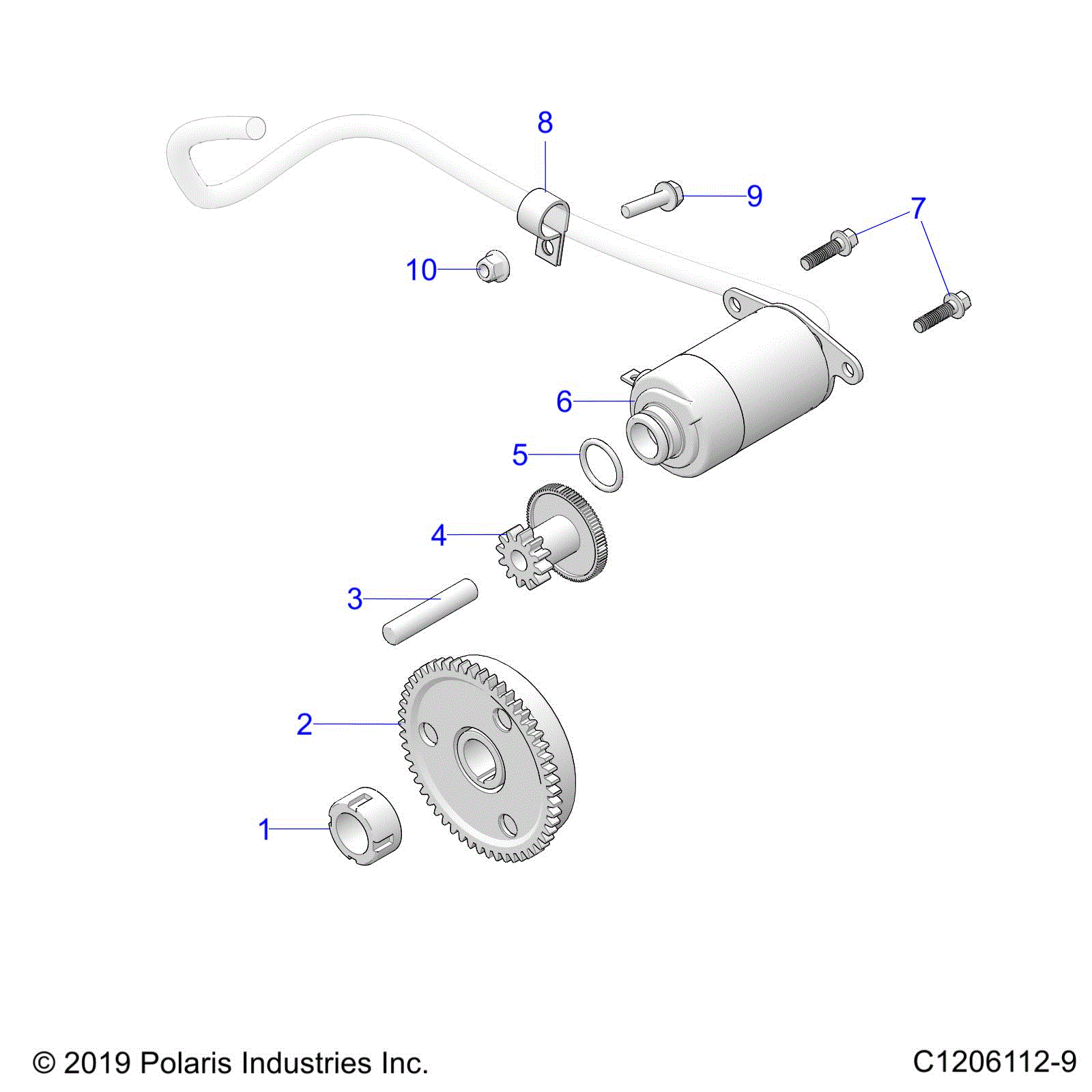 An Image of a Genuine Polaris Parts Schematic Diagram showing the schematic - ENGINE: STARTER - 2022 POLARIS OUTLAW 70
