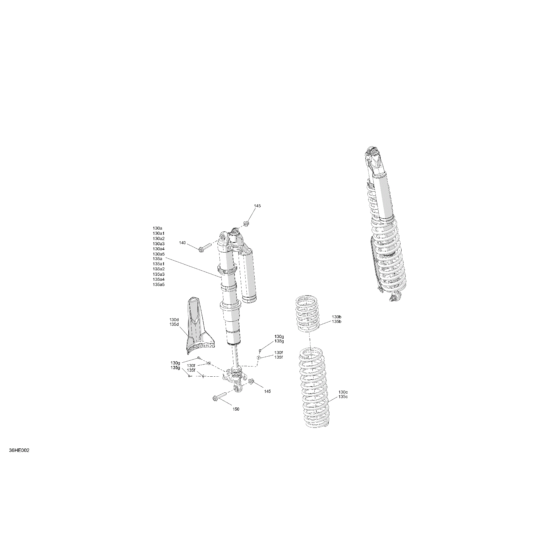 An Image of a Genuine Can-Am Parts Schematic Diagram showing the schematic - SUSPENSION - REAR SHOCKS