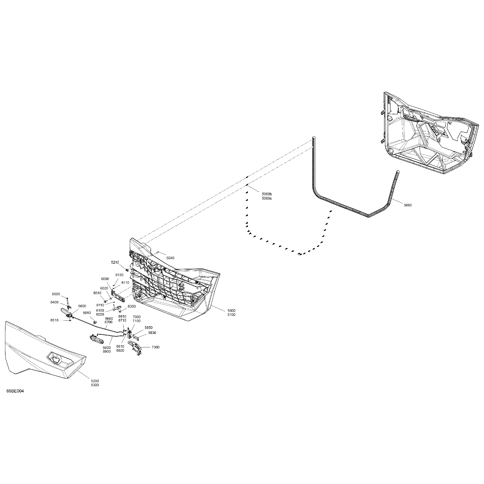 An Image of a Genuine Can-Am Parts Schematic Diagram showing the schematic - ENCLOSURE CAB - DOORS