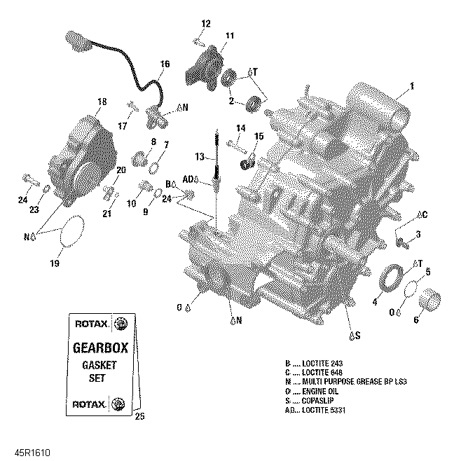 An Image of a Genuine Can-Am Parts Schematic Diagram showing the schematic - GEAR BOX ASSY - GBPS - MAVERICK-MAVERICK MAX X MR