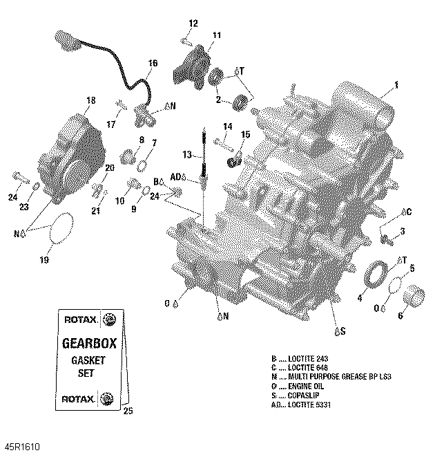 An Image of a Genuine Can-Am Parts Schematic Diagram showing the schematic - GEAR BOX ASSY - GBPS - 6X6
