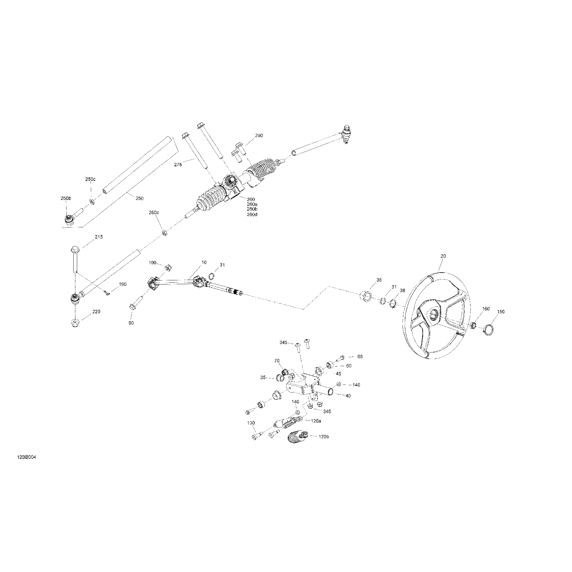 An Image of a Genuine Can-Am Parts Schematic Diagram showing the schematic - MECHANIC - STEERING