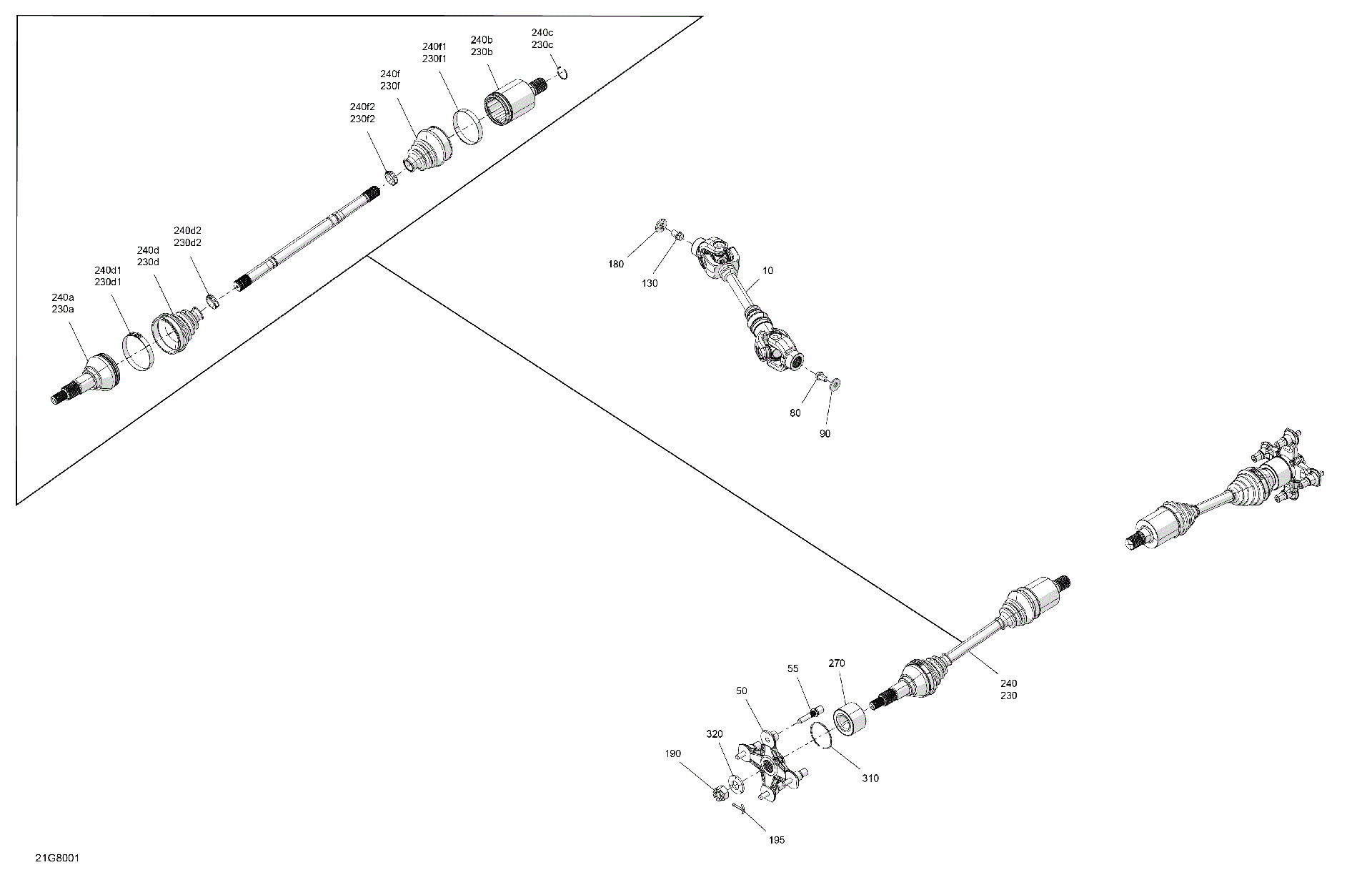 An Image of a Genuine Can-Am Parts Schematic Diagram showing the schematic - DRIVE - REAR - COMMON PARTS