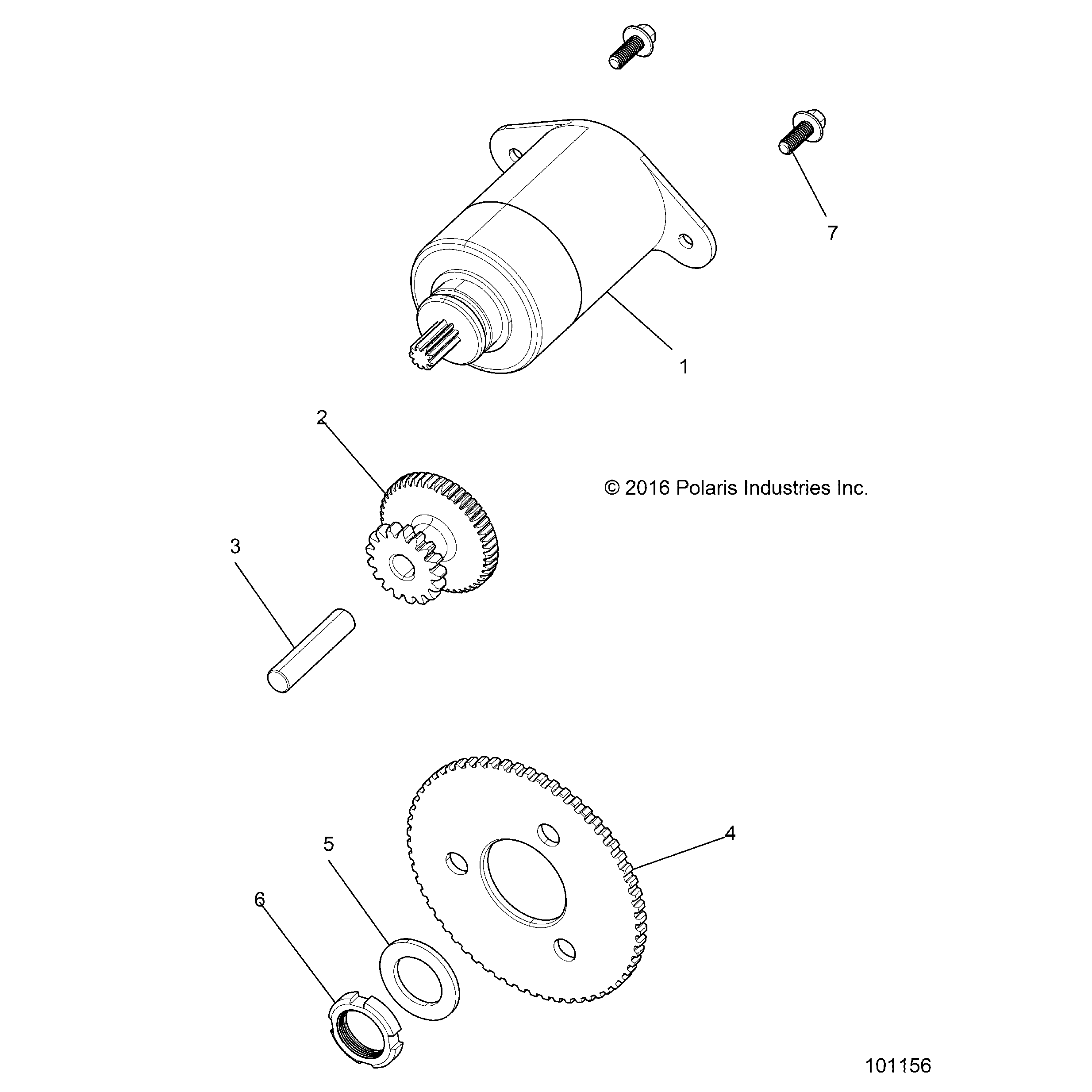 An Image of a Genuine Polaris Parts Schematic Diagram showing the schematic - ENGINE: STARTER MOTOR - 2020 POLARIS ACE 150 EFI