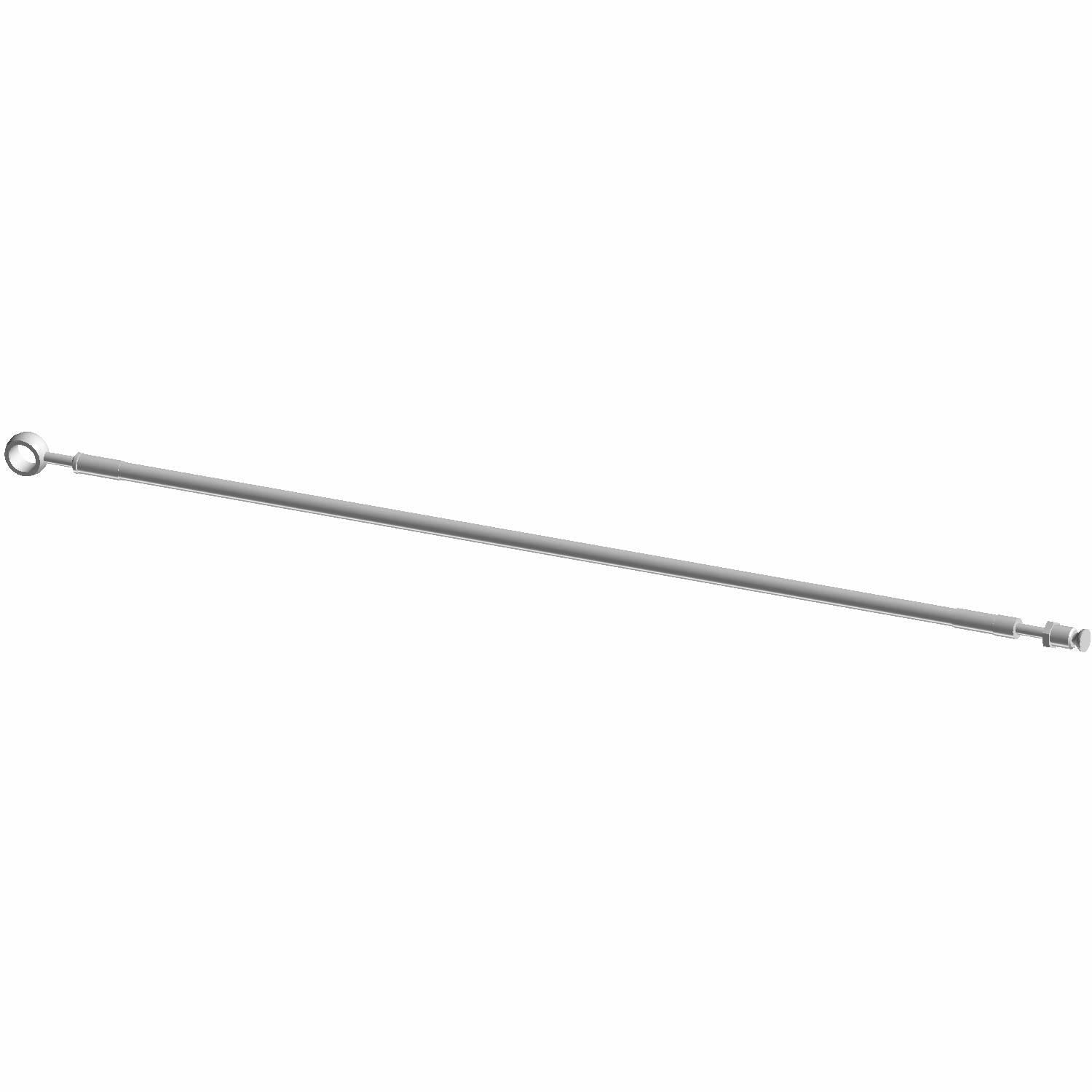 Silver metal front master cylinder brake line with a loop fitting on one end and threaded connector on the other.