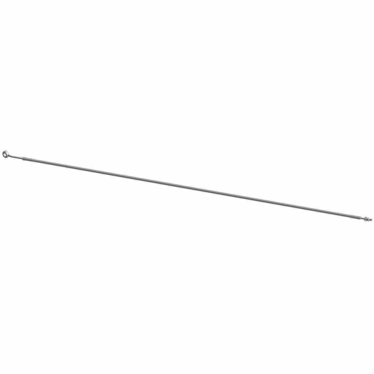Long thin metal rear brake line with fittings on both ends for Polaris UTV replacement part.