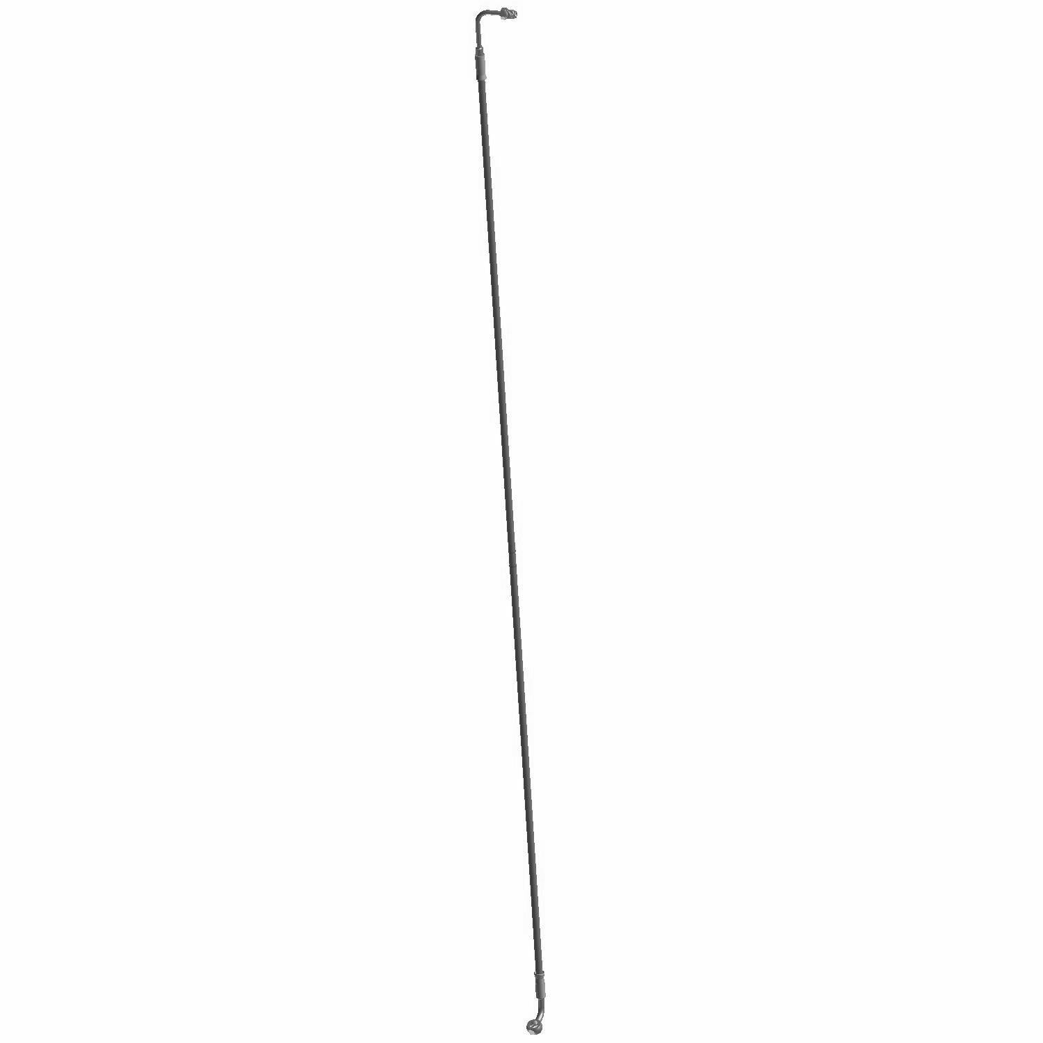 Black metal rear brake line for Polaris UTV with angled fittings at both ends.