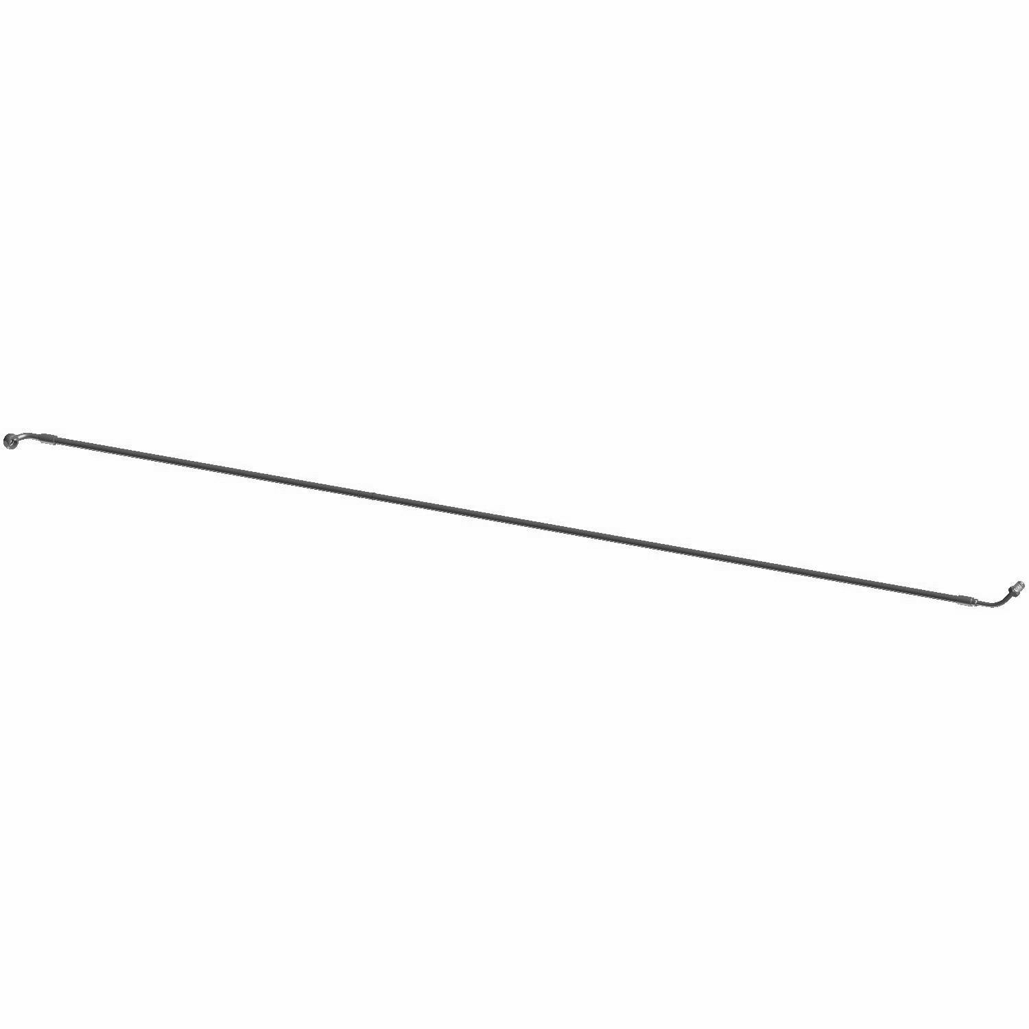 Black metal rear brake line for Polaris RZR with bent connector ends.