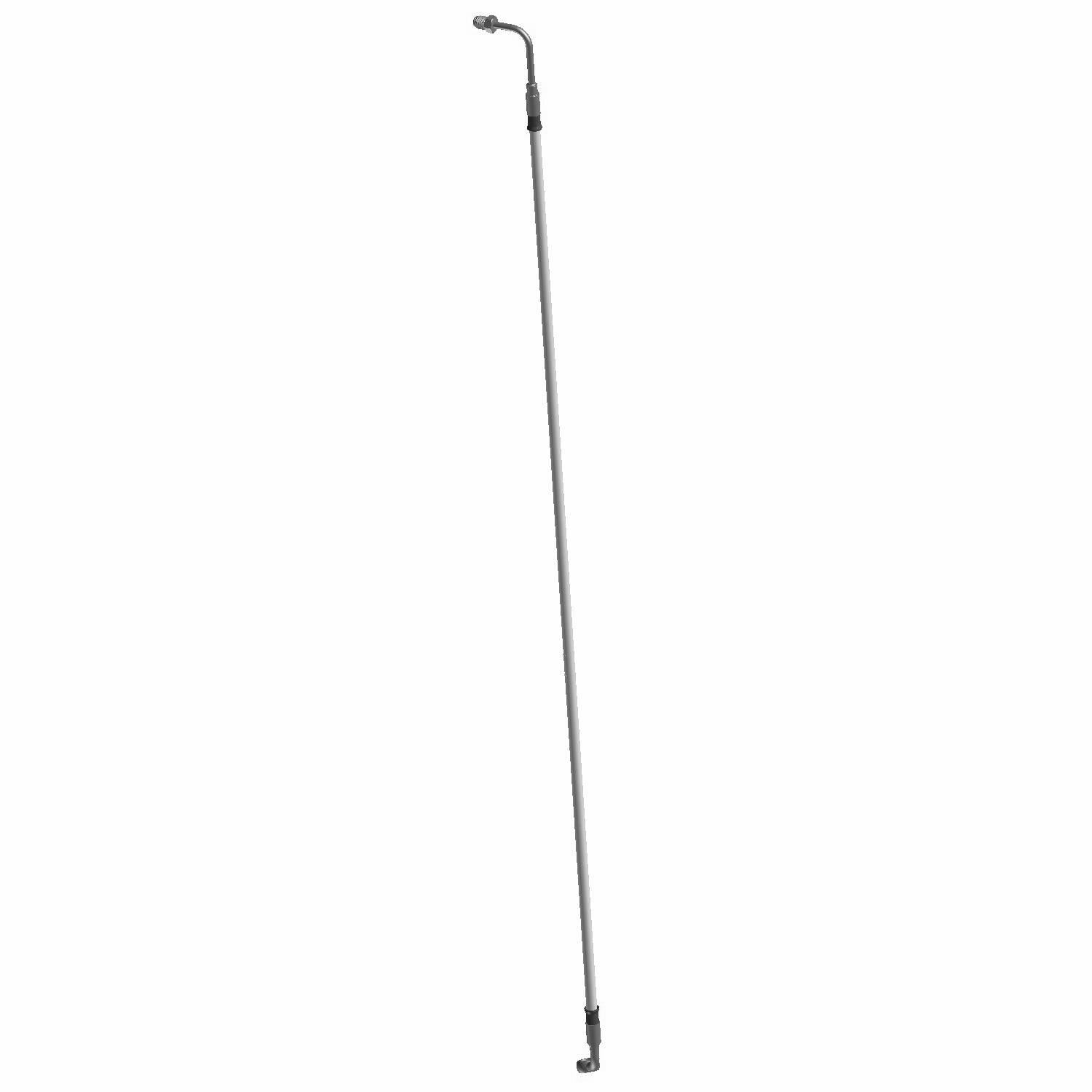 Long slender black metal rear brake line with curved fittings on both ends for Polaris vehicles.
