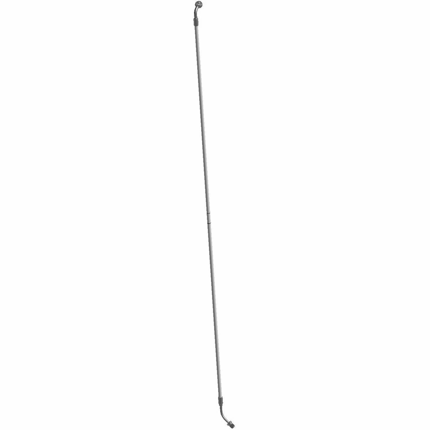Long black rear brake line with metal fittings on both ends for Polaris UTVs.