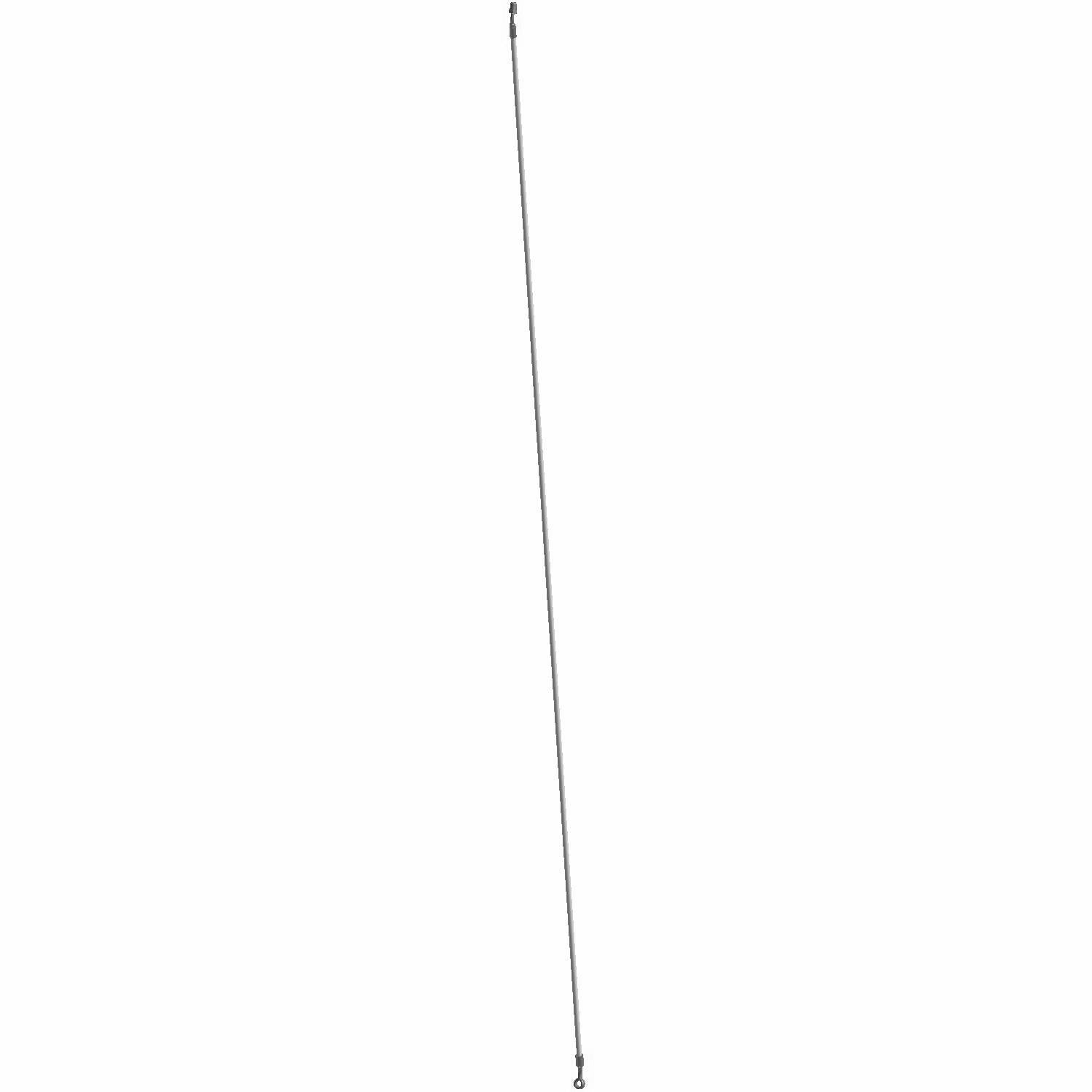 Long slim metal rear brake line master cylinder rod with threaded ends and black fittings.