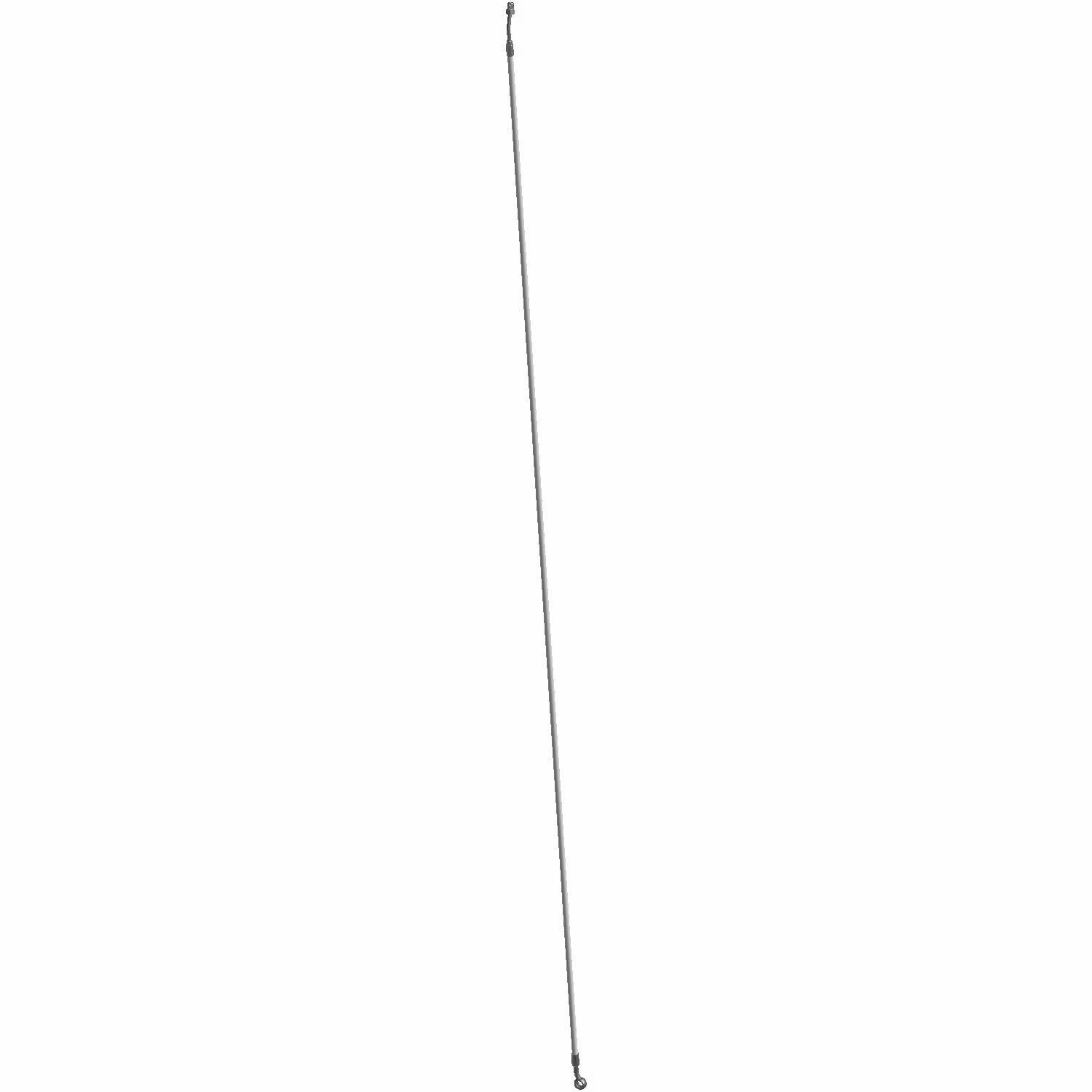 Long flexible black brake line with metal fittings on both ends for rear vehicle brake system.