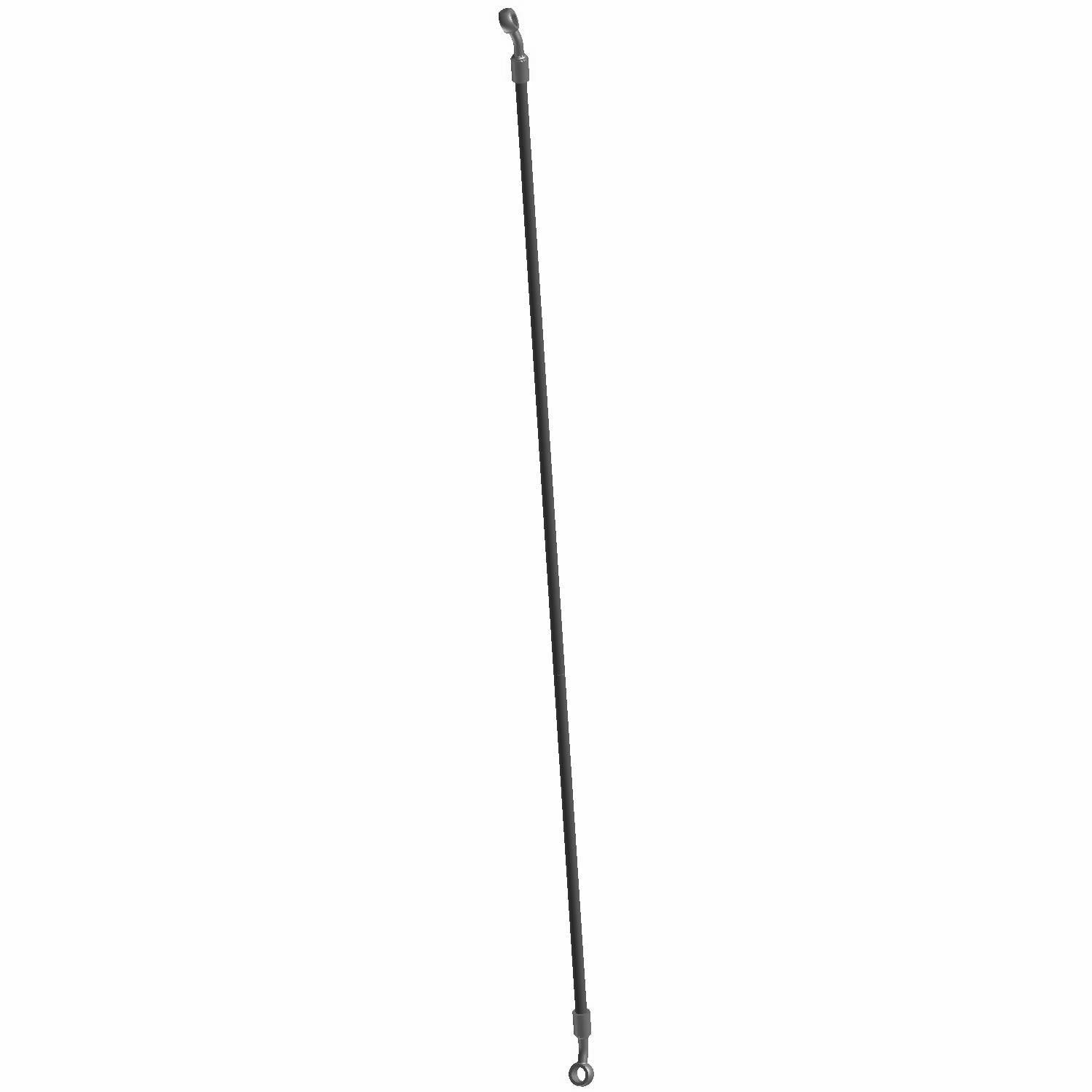 Black flexible front brake line with metal fittings at both ends for offroad vehicle use.
