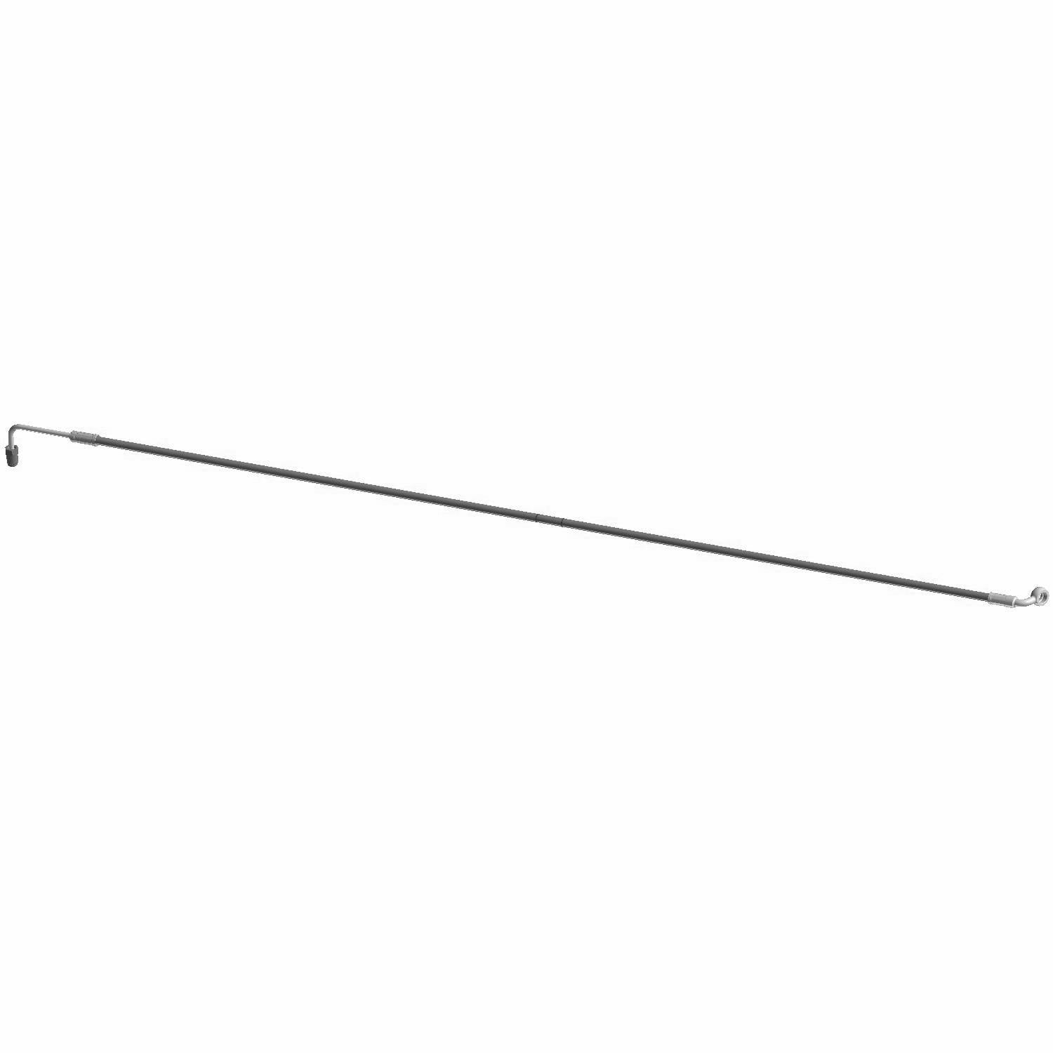 Black metal rear brake line tube with connectors on both ends, 39 inches long.