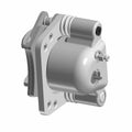 Silver metal rear brake caliper with mounting holes and cylindrical housing for Polaris Ranger EV UTV.