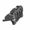 Black front 3-piston brake caliper with cooling fins and mounting bracket for Polaris UTVs.