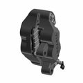 Black metal motorcycle brake caliper with smooth curved housing and mounting points, marked Polaris.