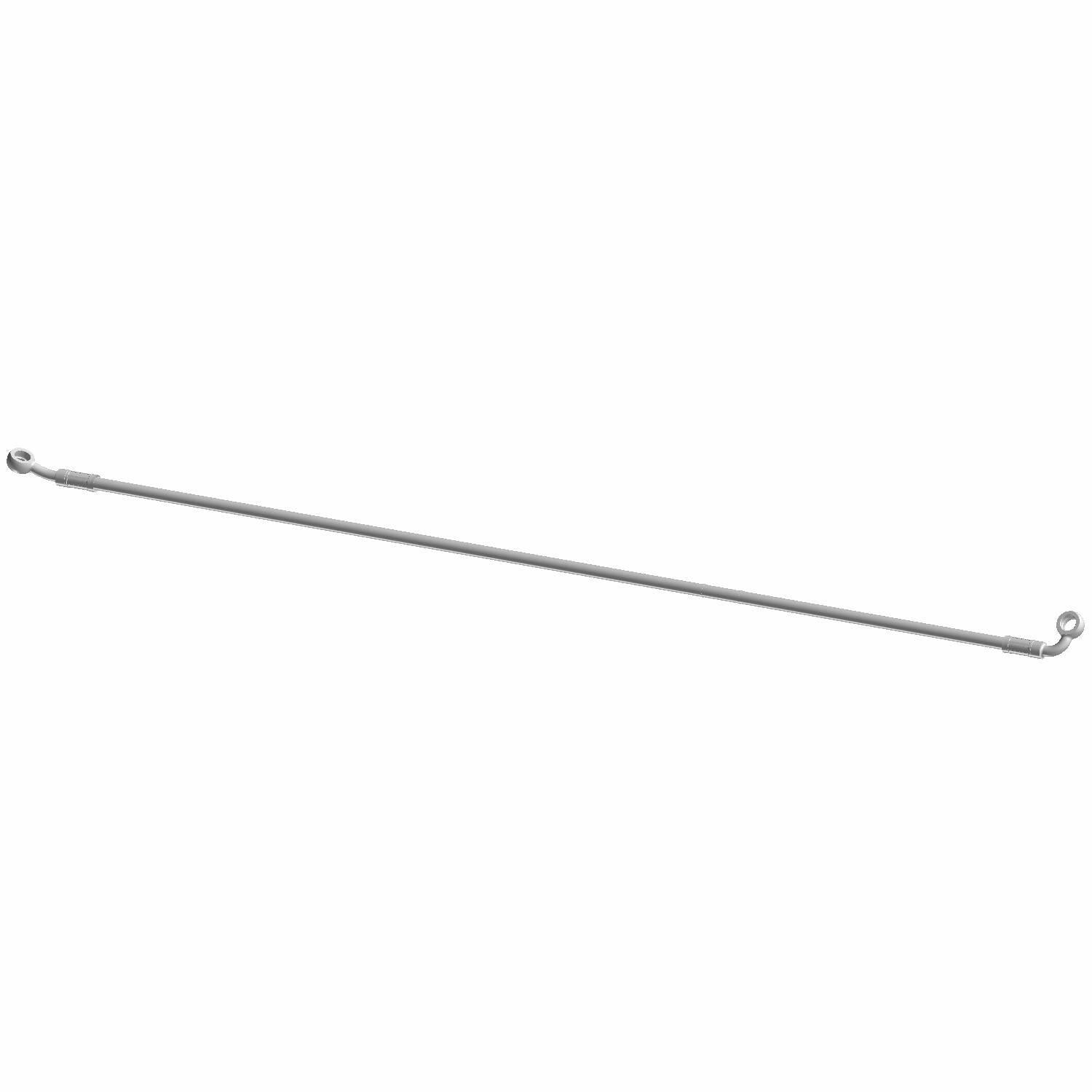 Silver metal brake line with bent tubular ends for UTV front left side replacement.