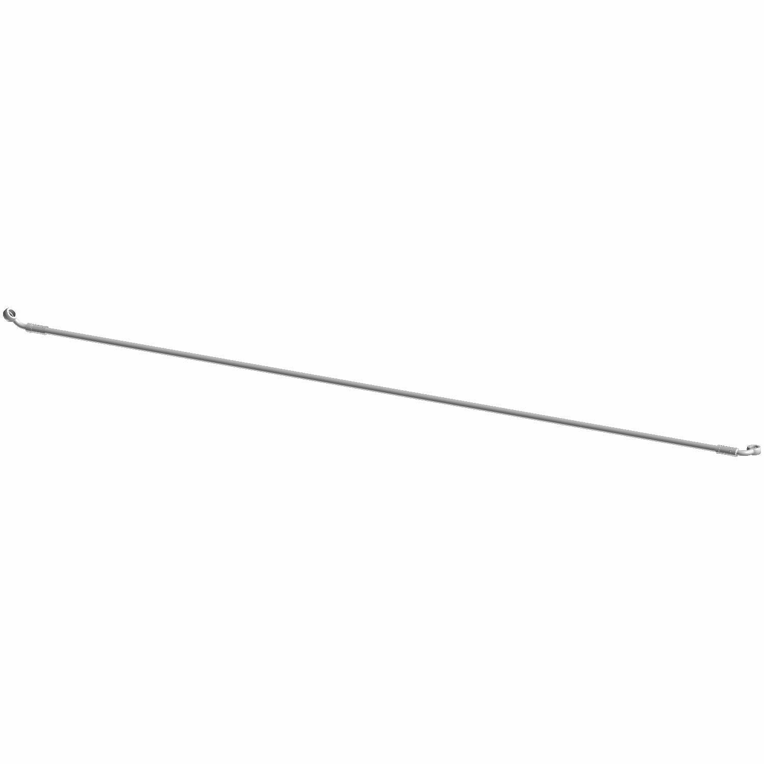 Long thin metal front brake line with curved ends and silver finish for offroad vehicle.