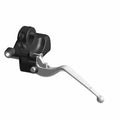 Black metal front master cylinder with silver brake lever and mounting clamp.