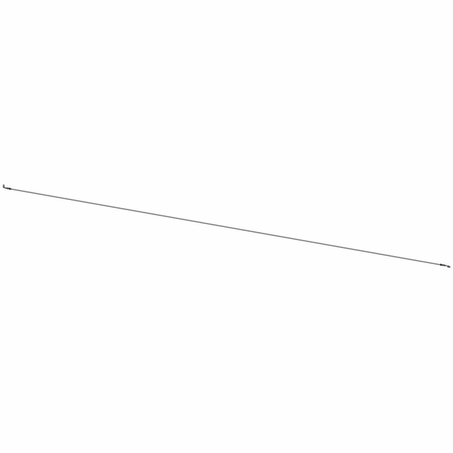 Long thin silver metal brake line with threaded connectors on both ends.