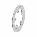 A 3D-rendered Rear Brake Rotor by Polaris, circular with a wavy inner cutout and evenly spaced holes, designed for Indian motorcycles, resembling OEM parts, is shown on a white background.