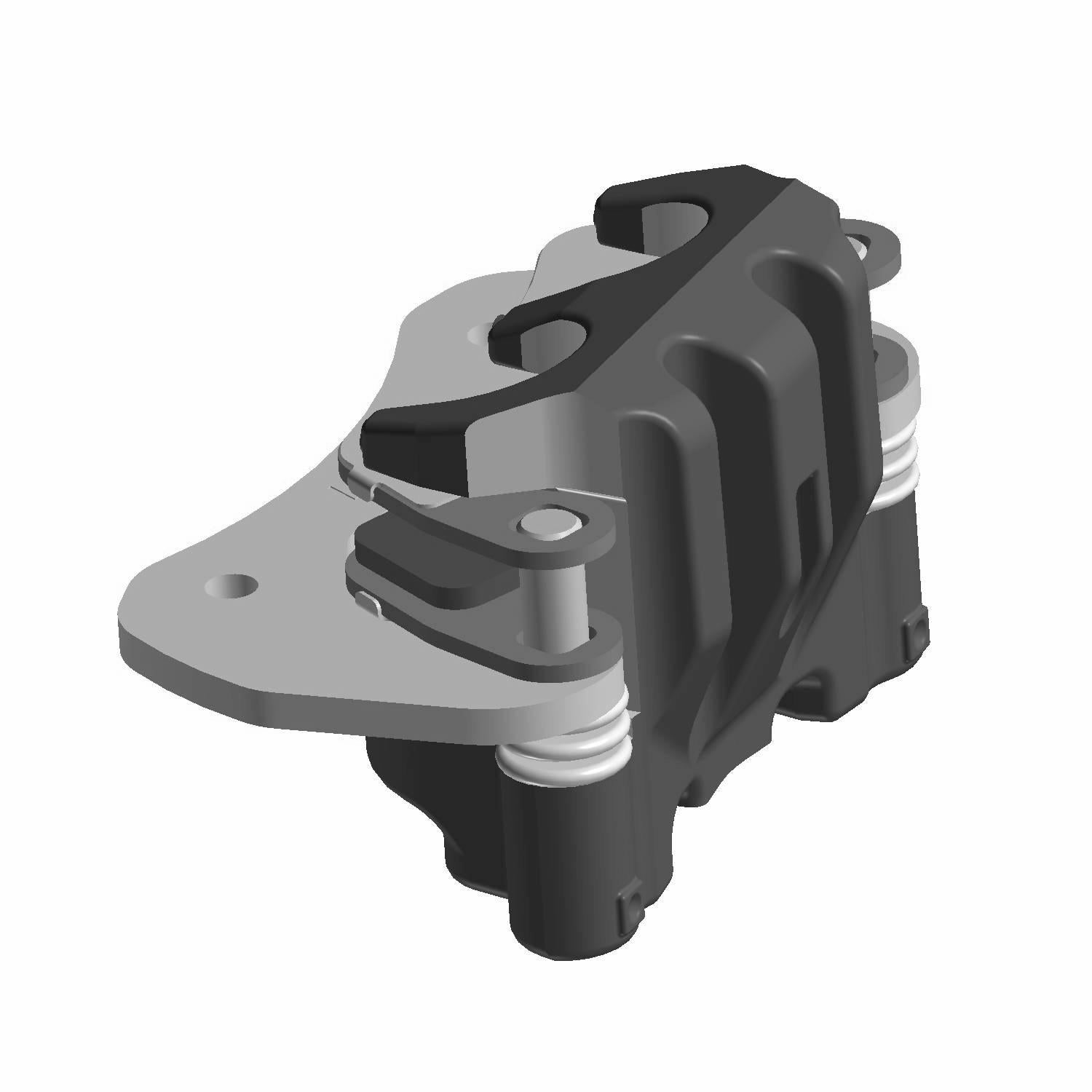 Black and silver rear brake caliper with mounting bracket for Polaris UTVs.