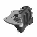 Black and silver rear brake caliper for Polaris UTV with mounting bracket and piston housing.