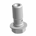 Silver metal banjo bolt with M10x1.25 thread and 22mm length, flanged hex head design.