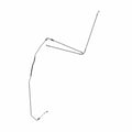 Long, slender brake line hose with metal fittings on both ends, designed for front motorcycle use.