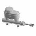 Gray metal tandem master cylinder with two fluid reservoirs and a 21 mm diameter piston rod.