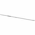 Long thin metal brake line with black protective sleeve and threaded fittings on both ends.