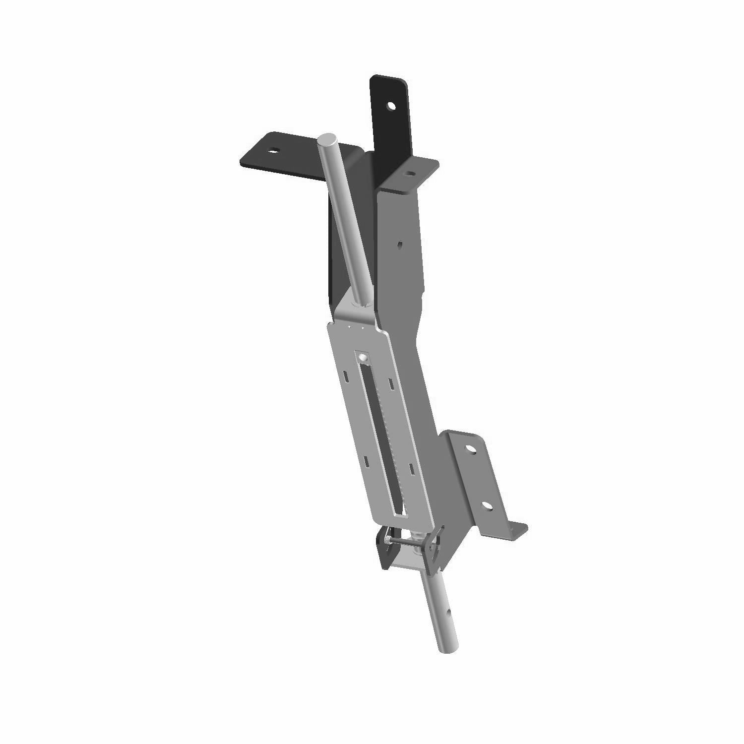 Gray metal T lever parking brake with mounting brackets and a long handle for Polaris UTVs.