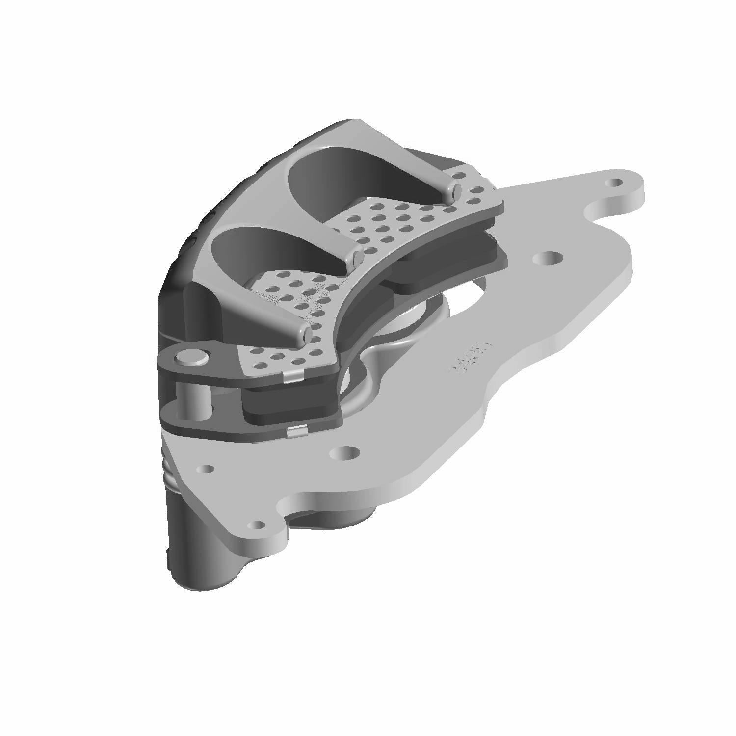 Gray and black front left brake caliper assembly with mounting bracket designed for Polaris RZR vehicles.