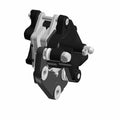 Black and silver 32mm rear brake caliper with mounting bracket for Polaris motorcycles.