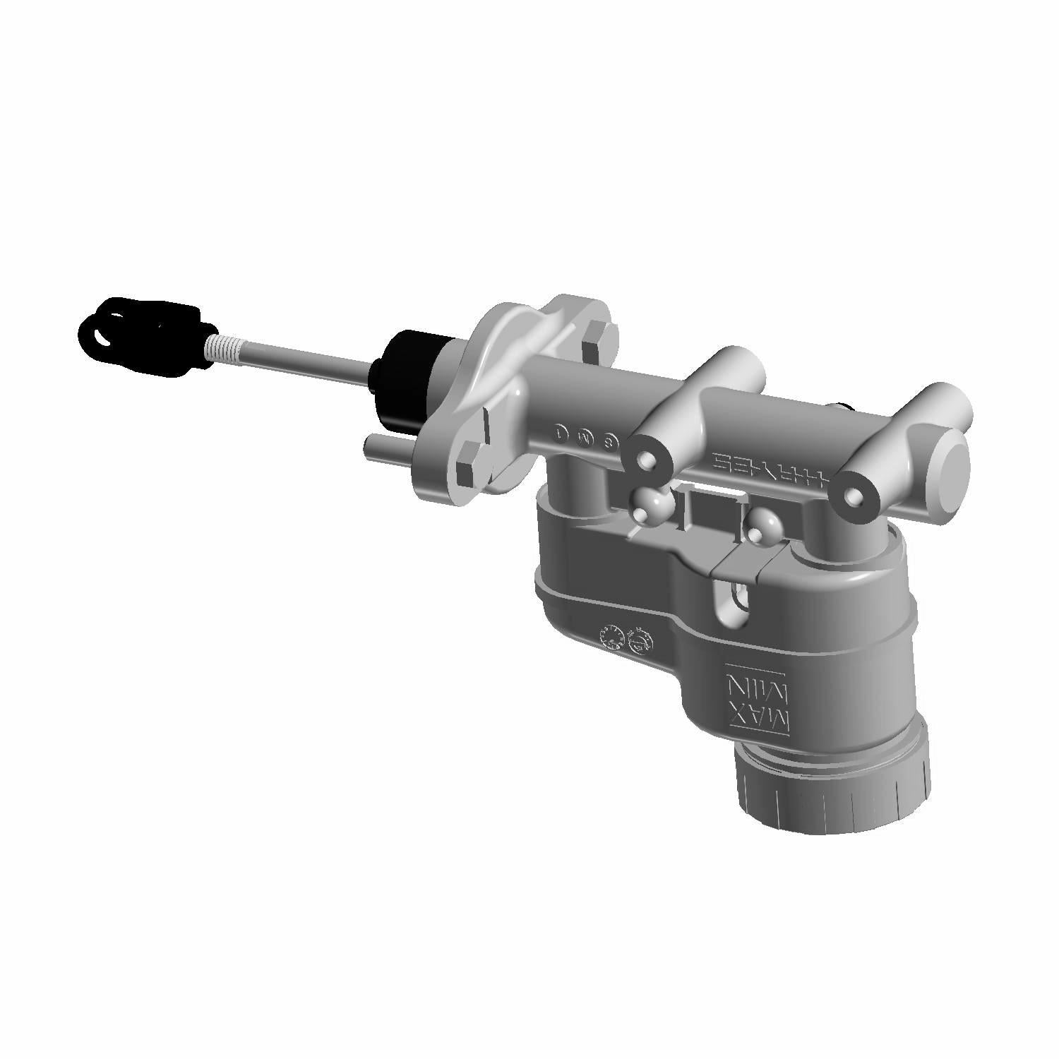Gray metal flange mount fluid level sensor with cylindrical body and attached rod extender.