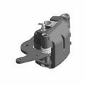 Matte black rear brake caliper with mounting bracket and metal spring components for Polaris UTVs.