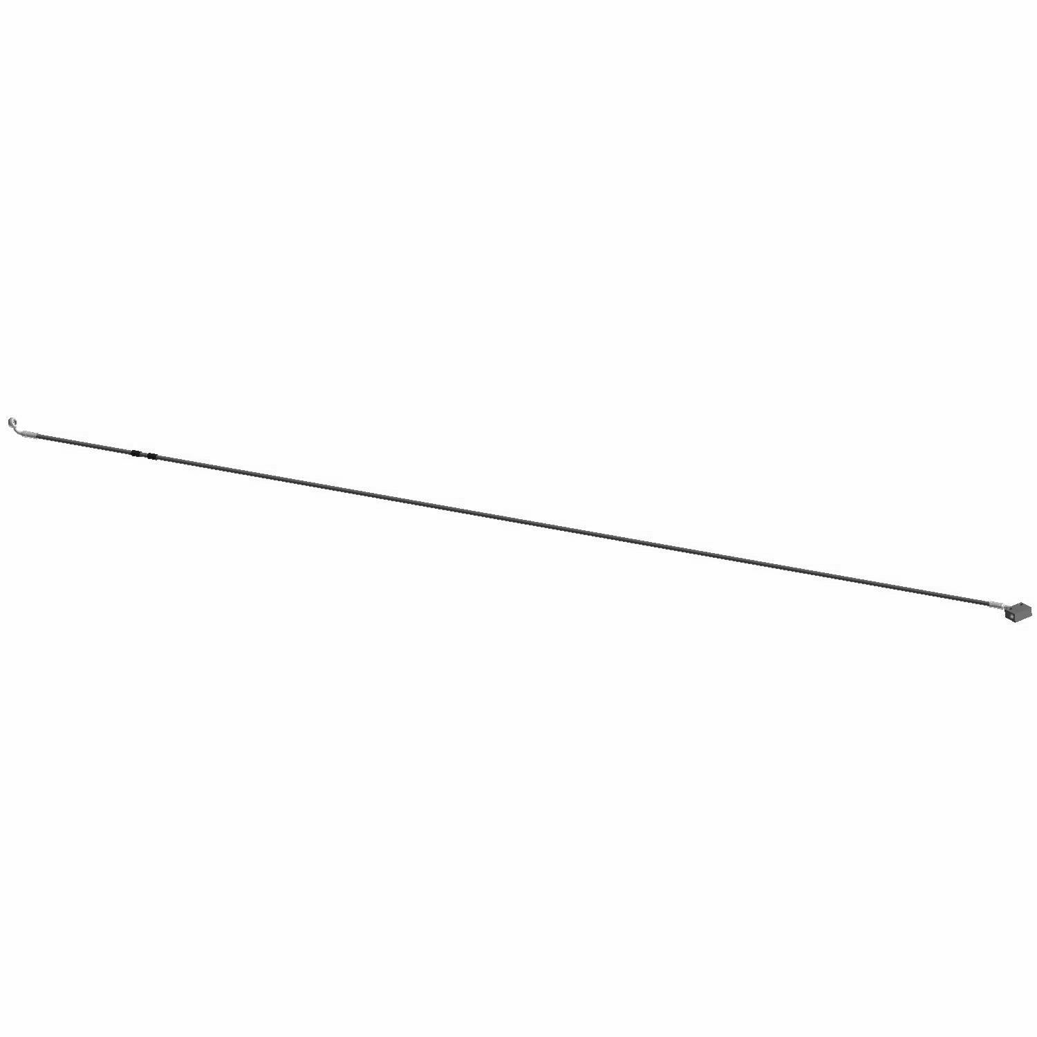 Long thin black metal brake line with circular fittings on both ends designed for Polaris UTVs.