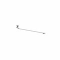 Long slender metal rear brake line with mounting bracket and threaded end fittings.