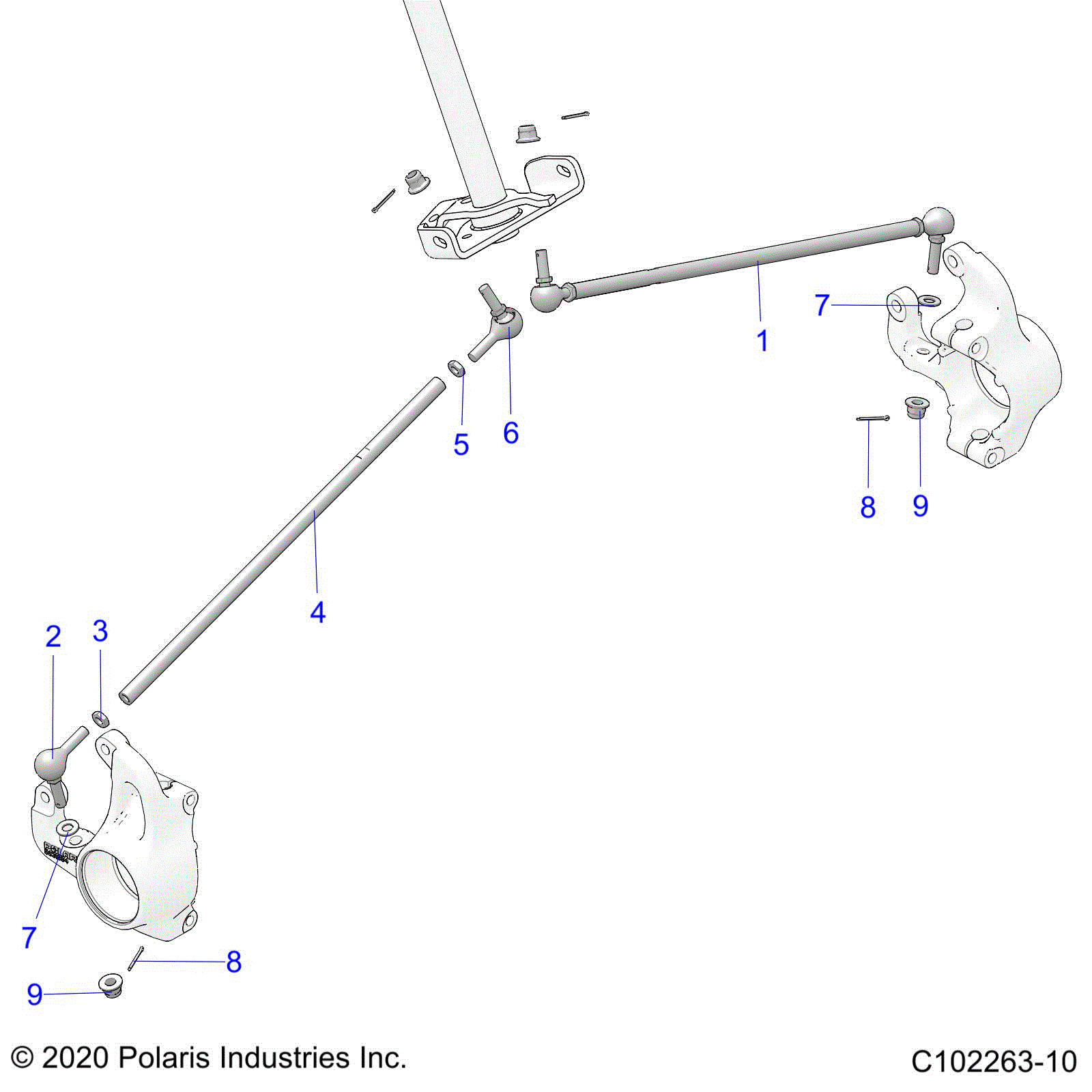 An Image of a Genuine Polaris Parts Schematic Diagram showing the schematic - STEERING: TIE RODS - 2022 POLARIS SPORTSMAN 850 HIGH LIFTER