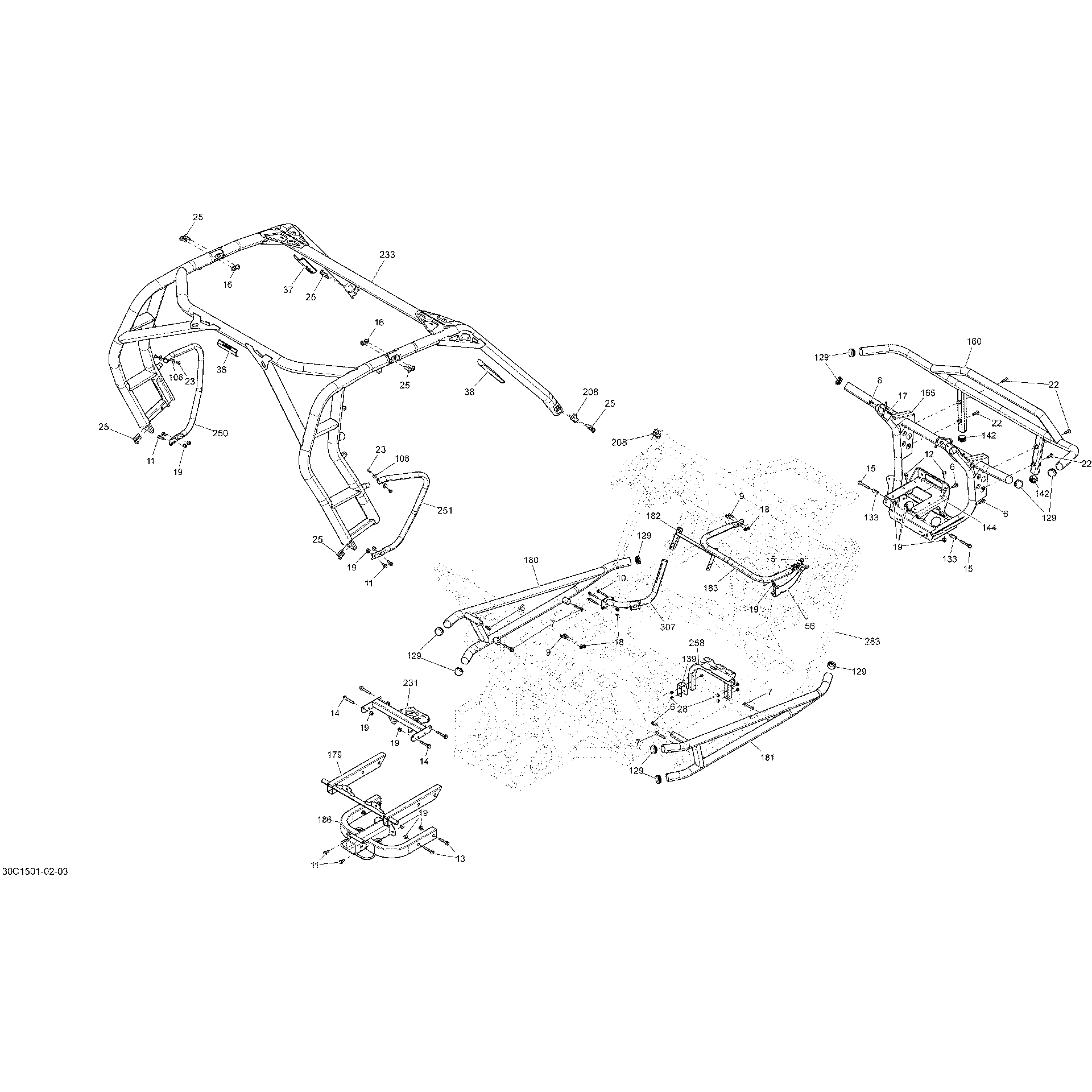 An Image of a Genuine Can-Am Parts Schematic Diagram showing the schematic - FRAME _30C1502
