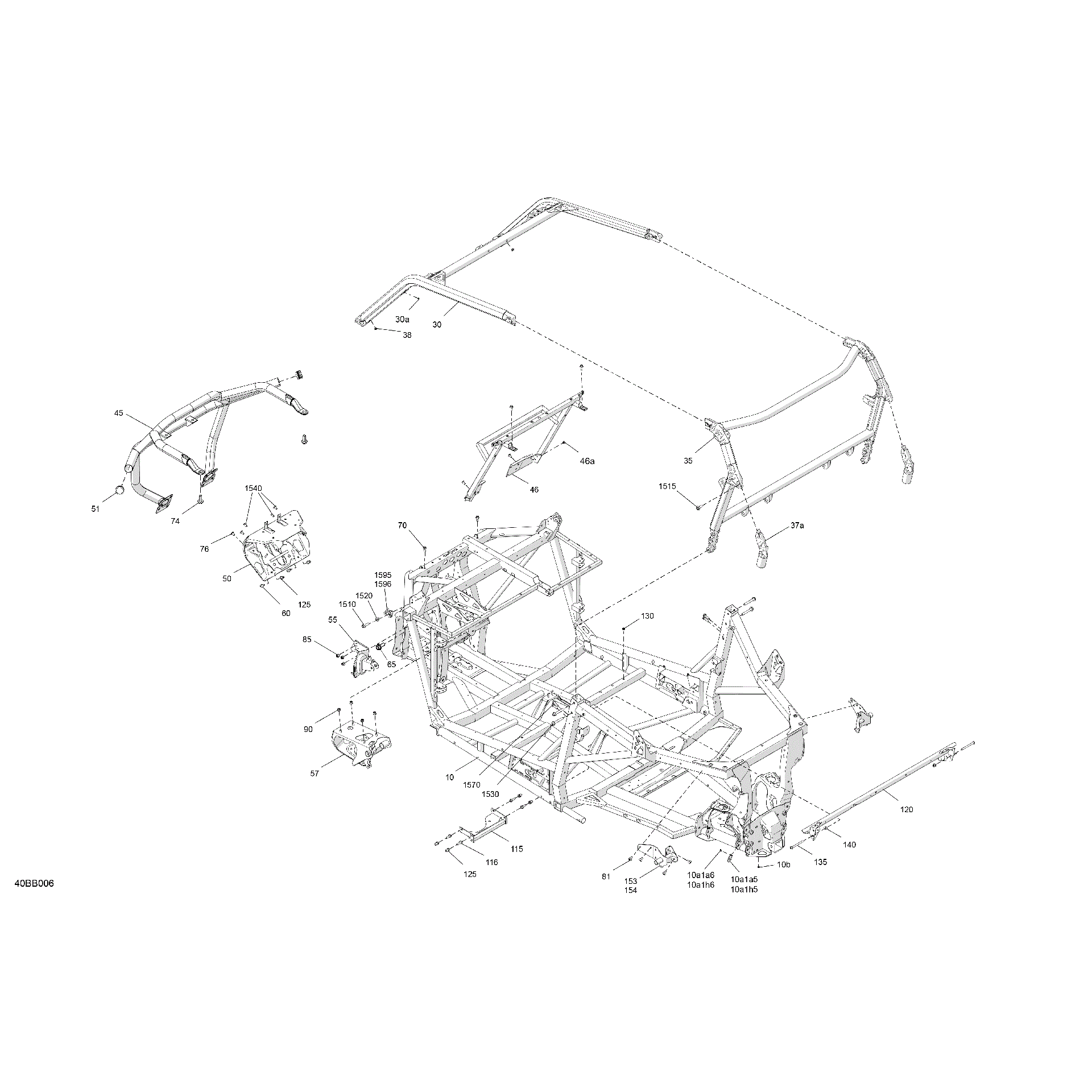 An Image of a Genuine Can-Am Parts Schematic Diagram showing the schematic - FRAME - SYSTEM