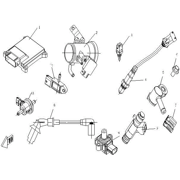 An Image of a genuine CFMOTO Parts Schematic Diagram showing the group - FUEL INJECTION SYSTEM - 2015 CFMOTO CFORCE 500 SWB