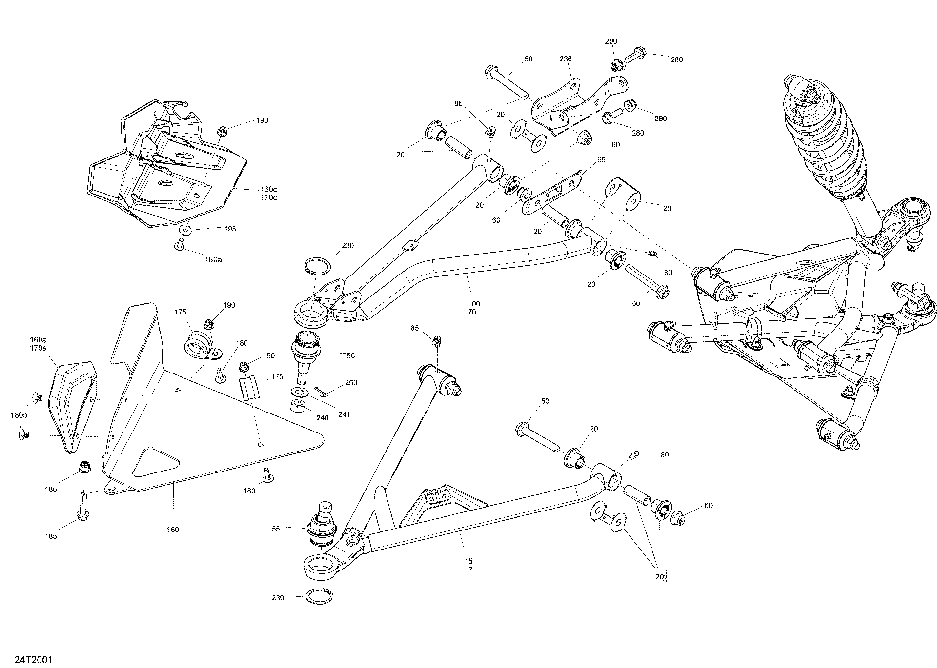 An Image of a Genuine Can-Am Parts Schematic Diagram showing the schematic - FRONT SUSPENSION