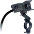 The Mini Rocker Control Switch W/ Hand Remote by Warn is a black electric switch with “IN” and “OUT” buttons, mounted on a metal bracket with a clamp and side cable.