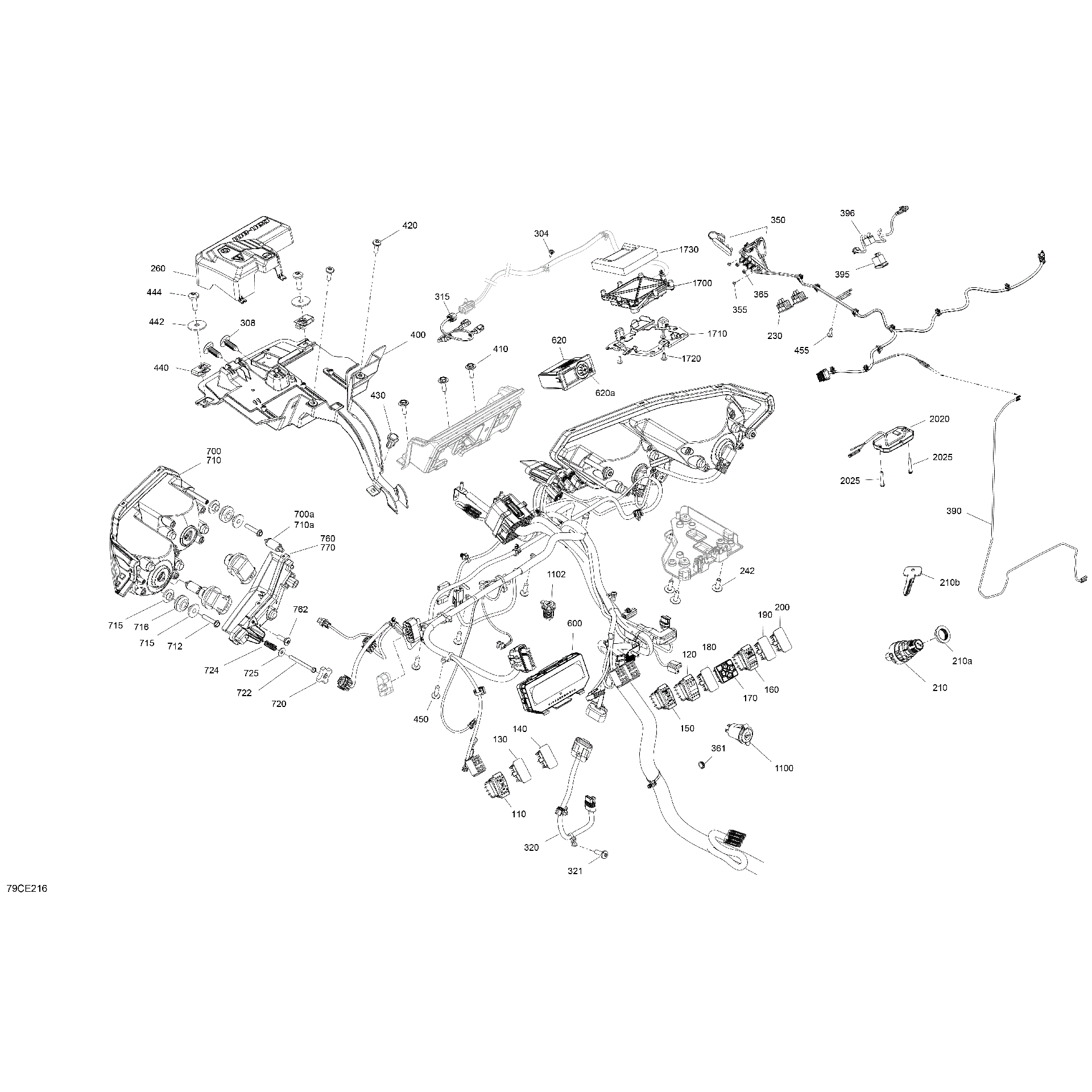 An Image of a Genuine Can-Am Parts Schematic Diagram showing the schematic - ELECTRIC - FRONT SECTION