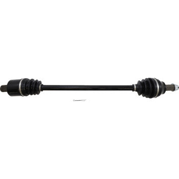 Black metal complete front axle kit with protective rubber boots on both ends for Polaris General UTV.