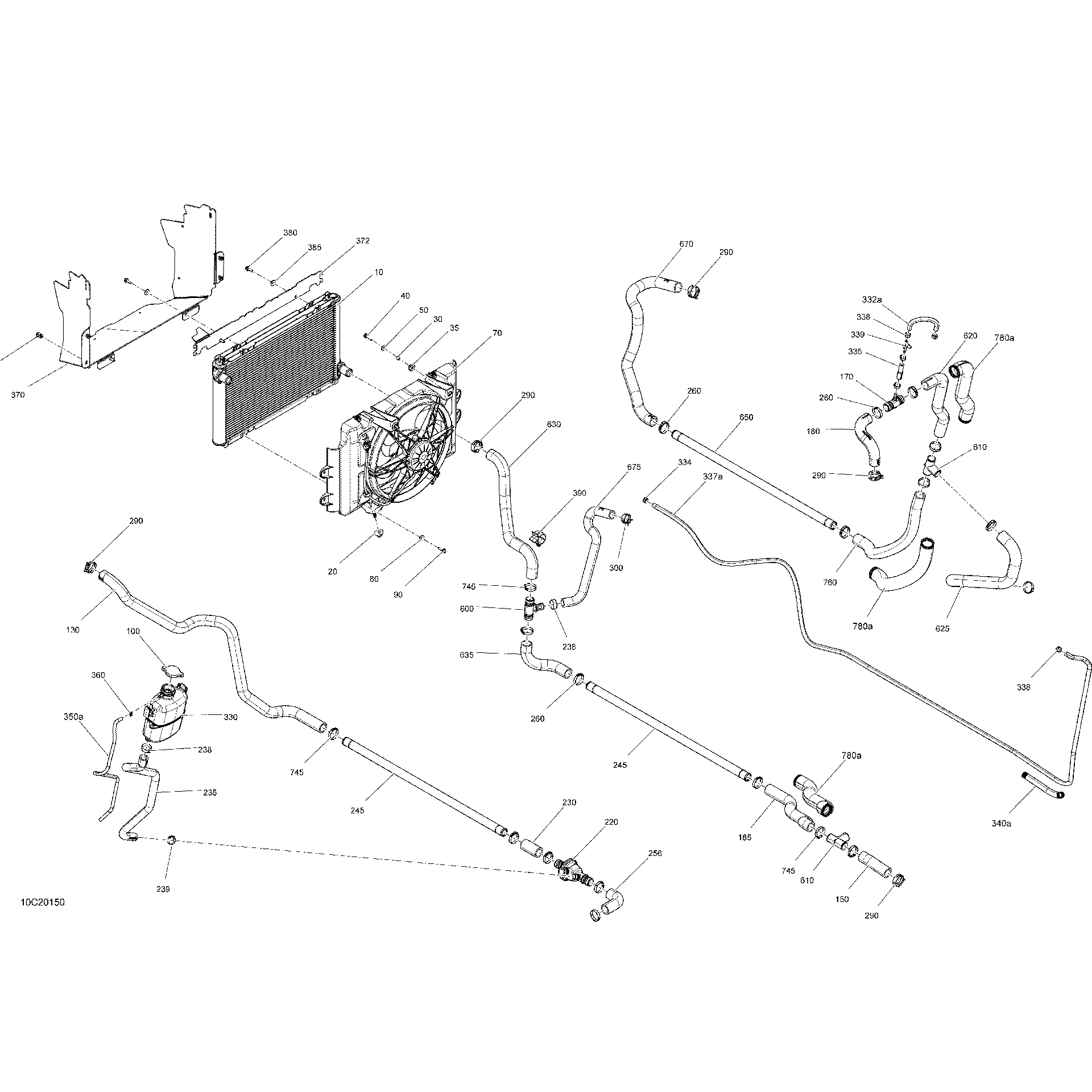 An Image of a Genuine Can-Am Parts Schematic Diagram showing the schematic - COOLING - SYSTEM